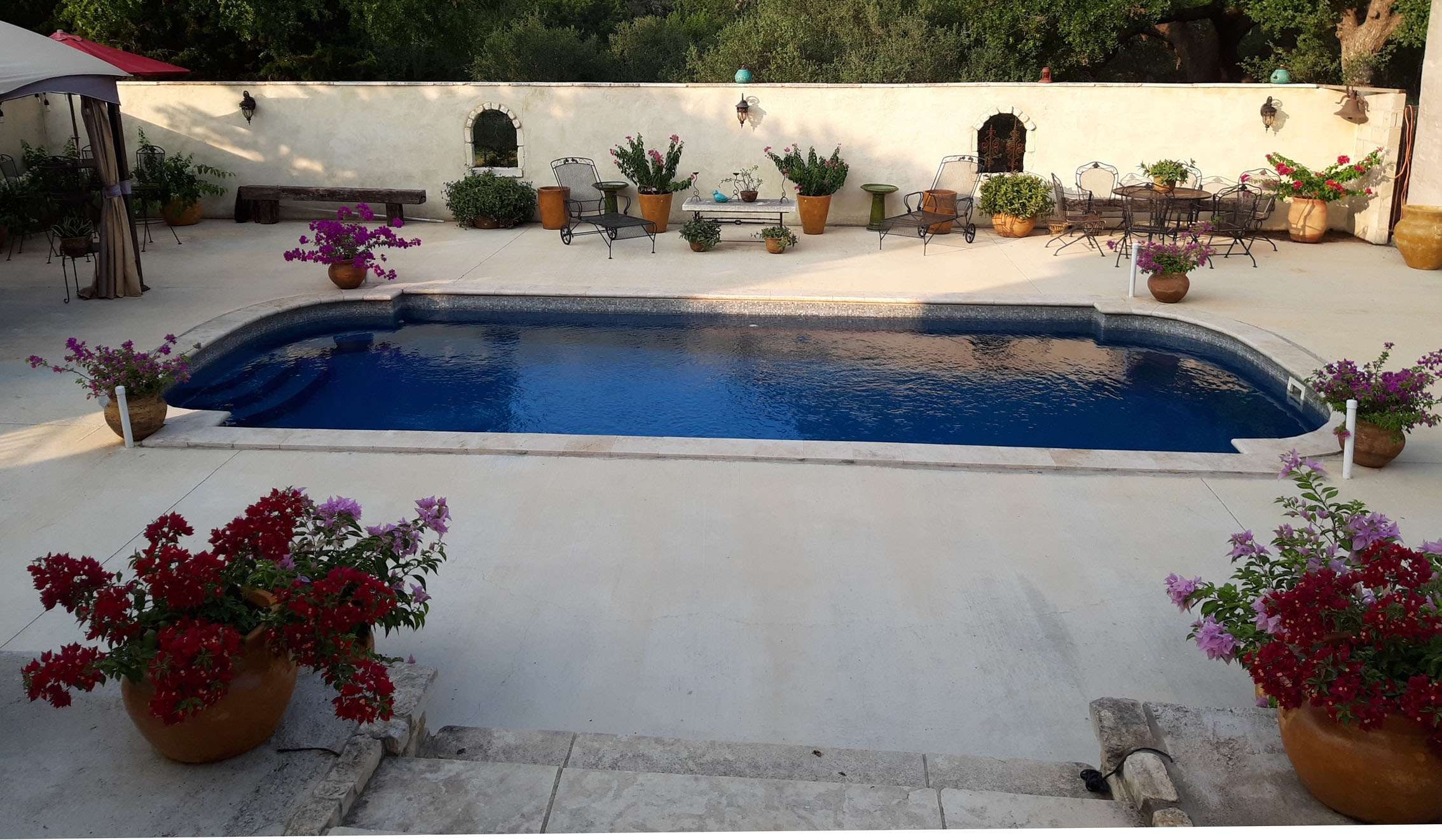 The Phoenix medium-sized fiberglass in-ground pool measures 30’ x 14′ The Phoenix medium-sized fiberglass in-ground pool measures 30’ x 14′